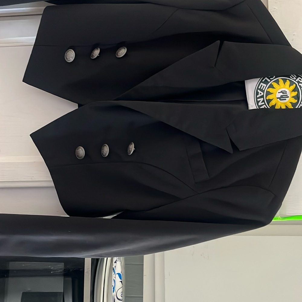 Chic Black Blazer with Silver Buttons